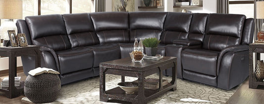 Madras Espresso Top Grain Leather Sectional