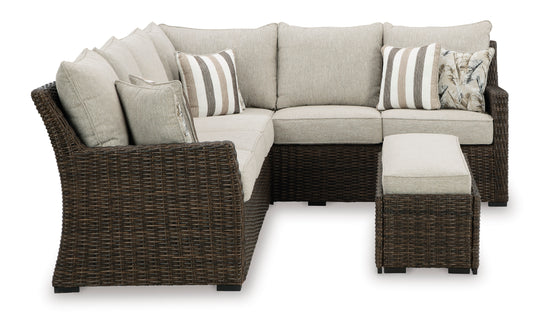 Brook Ranch Outdoor Sofa Sectional/Bench with Cushion (Set of 3)