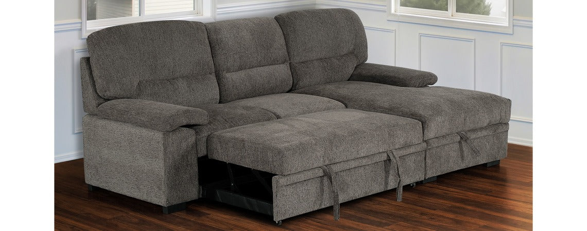 Romano Charcoal Sofa Sleeper and Chaise