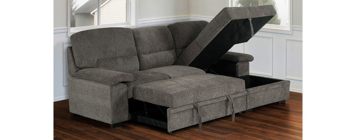 Romano Charcoal Sofa Sleeper and Chaise