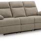 Side-Swipe Reclining Sofa with Drop Down Table