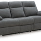 Side-Swipe Reclining Sofa with Drop Down Table