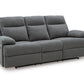 Side-Swipe Reclining Sofa with Drop Down Table