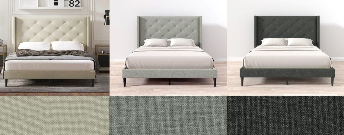 Carrington Upholstered Bed - 3 different colors