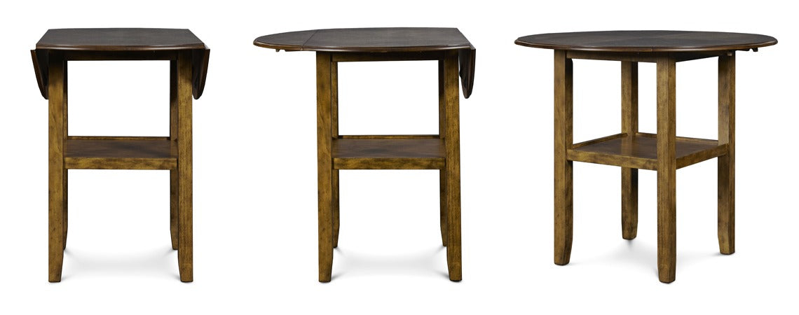 D1701 Gia Brown Prop Leaf Pub Table and Two Stools