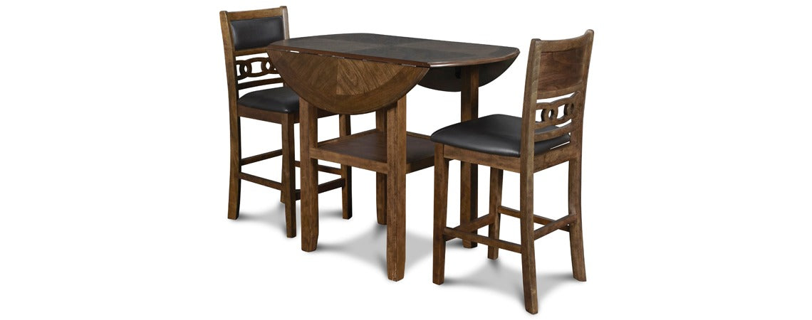 D1701 Gia Brown Prop Leaf Pub Table and Two Stools