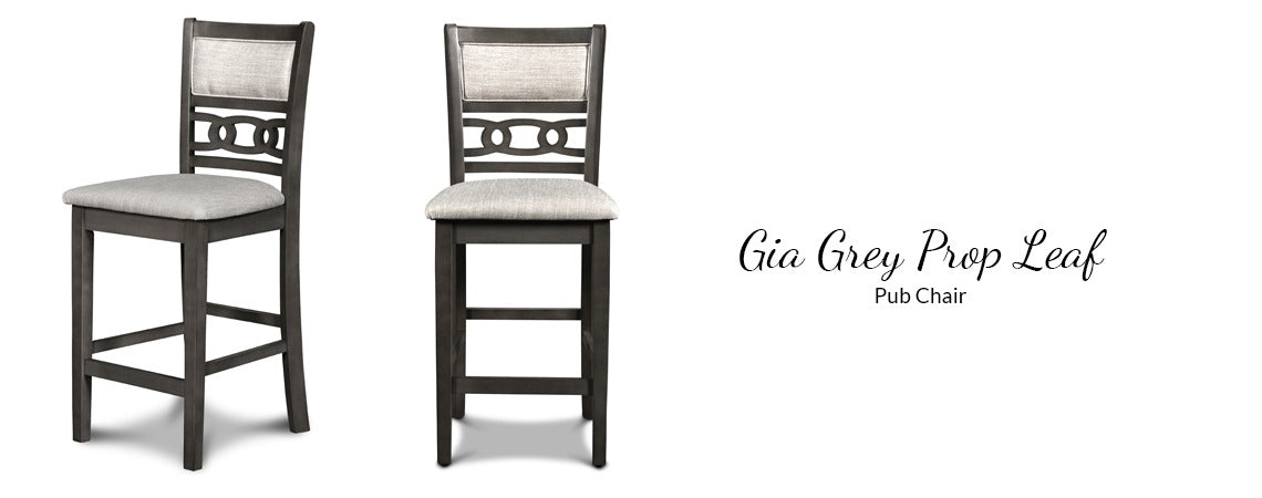 D1701 Gia Grey Prop Leaf Pub Table and Two Chairs