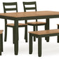 Gesthaven Dining Table with 4 Chairs and Bench (Set of 6)