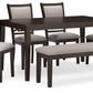 Langwest Dining Table and 4 Chairs and Bench (Set of 6)